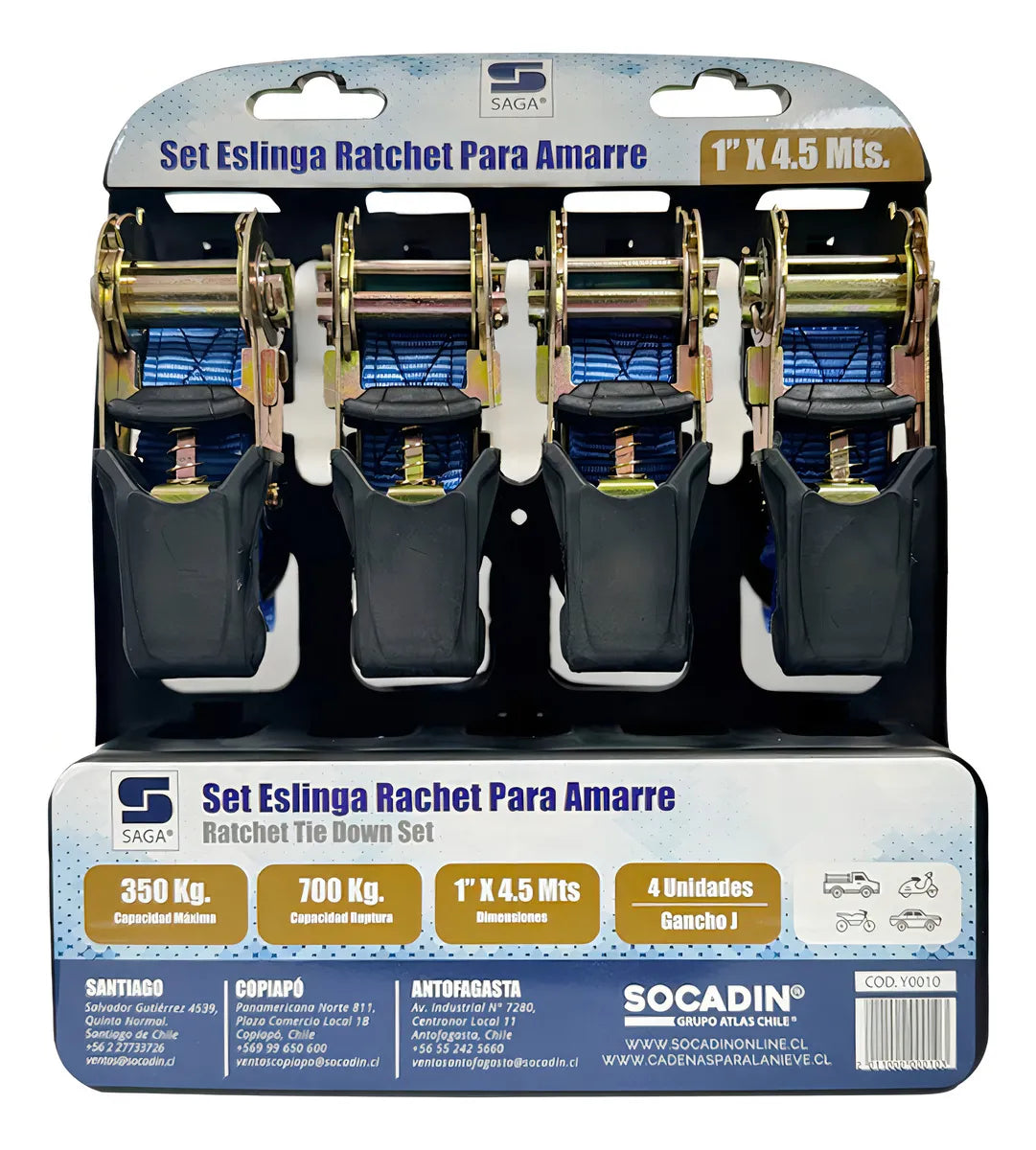 AMARRA DE CARGA TIPO RATCHET 4PC