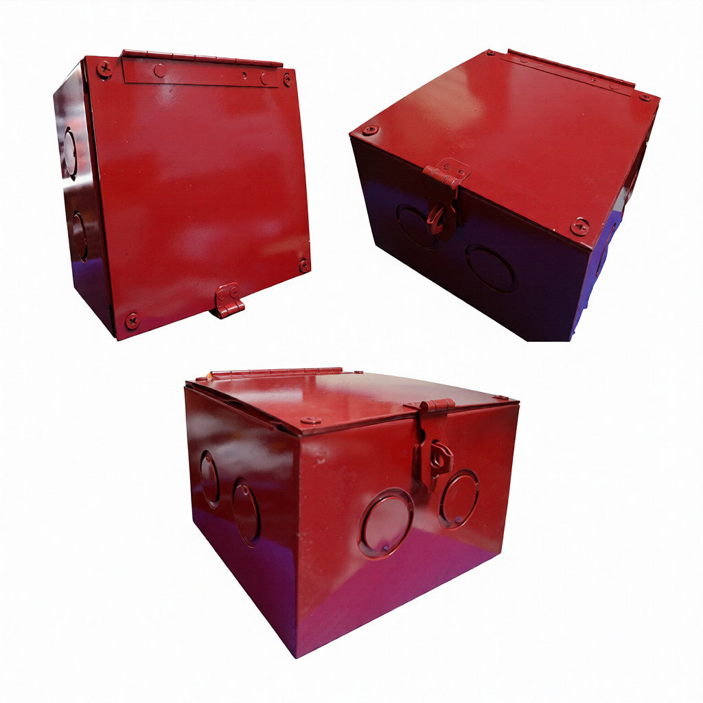 CAJA METALICA ROJA PARA CORTA CORRIENTE CON ALDABA